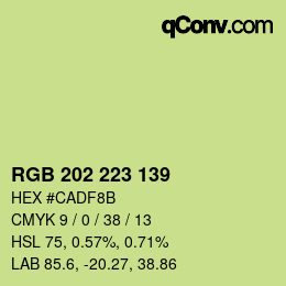 カラーコード: RGB 202 223 139 | qconv.com