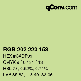 カラーコード: RGB 202 223 153 | qconv.com