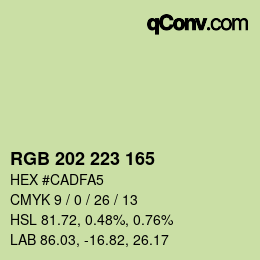 カラーコード: RGB 202 223 165 | qconv.com