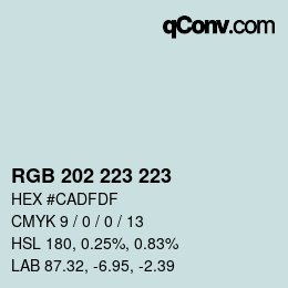 Color code: RGB 202 223 223 | qconv.com