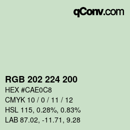 Código de color: RGB 202 224 200 | qconv.com