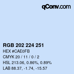 カラーコード: RGB 202 224 251 | qconv.com