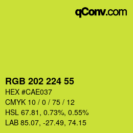 Color code: RGB 202 224 55 | qconv.com