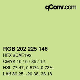 カラーコード: RGB 202 225 146 | qconv.com