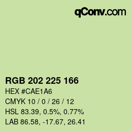 カラーコード: RGB 202 225 166 | qconv.com
