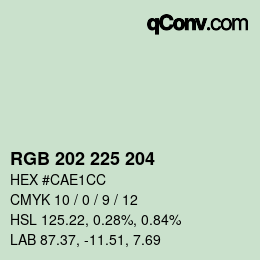 カラーコード: RGB 202 225 204 | qconv.com
