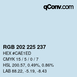 Color code: RGB 202 225 237 | qconv.com