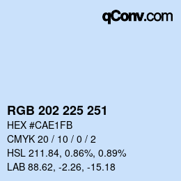 カラーコード: RGB 202 225 251 | qconv.com