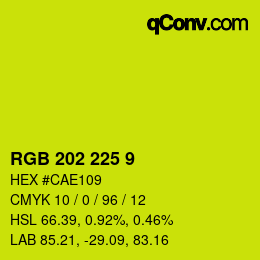 カラーコード: RGB 202 225 9 | qconv.com