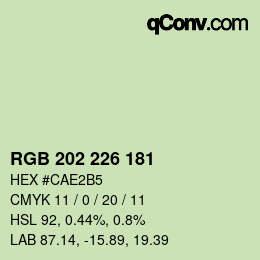 Color code: RGB 202 226 181 | qconv.com