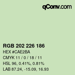 Color code: RGB 202 226 186 | qconv.com