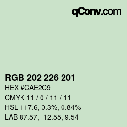 Color code: RGB 202 226 201 | qconv.com
