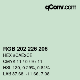 Color code: RGB 202 226 206 | qconv.com