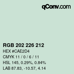 Código de color: RGB 202 226 212 | qconv.com