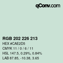Color code: RGB 202 226 213 | qconv.com