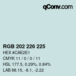 Color code: RGB 202 226 225 | qconv.com