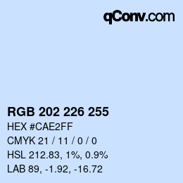 Farbcode: RGB 202 226 255 | qconv.com