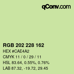 Color code: RGB 202 228 162 | qconv.com
