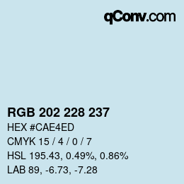 カラーコード: RGB 202 228 237 | qconv.com