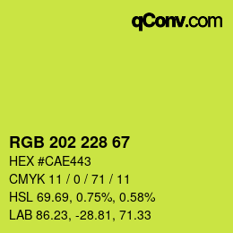 カラーコード: RGB 202 228 67 | qconv.com