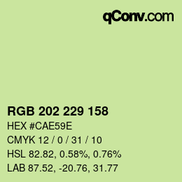 カラーコード: RGB 202 229 158 | qconv.com