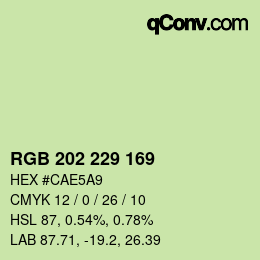 颜色代码: RGB 202 229 169 | qconv.com