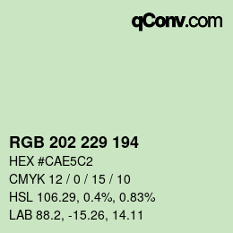 Color code: RGB 202 229 194 | qconv.com