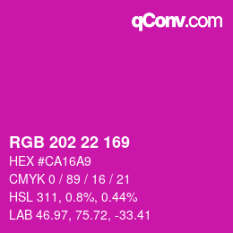 Color code: RGB 202 22 169 | qconv.com
