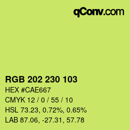 颜色代码: RGB 202 230 103 | qconv.com
