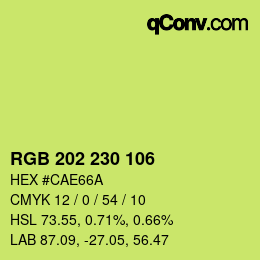 Color code: RGB 202 230 106 | qconv.com