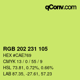 カラーコード: RGB 202 231 105 | qconv.com