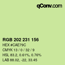 カラーコード: RGB 202 231 156 | qconv.com