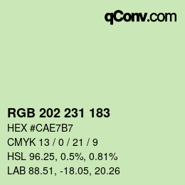 颜色代码: RGB 202 231 183 | qconv.com