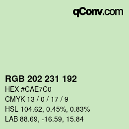 カラーコード: RGB 202 231 192 | qconv.com