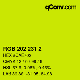 カラーコード: RGB 202 231 2 | qconv.com