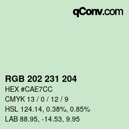 カラーコード: RGB 202 231 204 | qconv.com