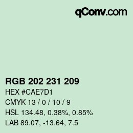 カラーコード: RGB 202 231 209 | qconv.com