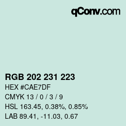 Color code: RGB 202 231 223 | qconv.com