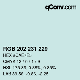 カラーコード: RGB 202 231 229 | qconv.com