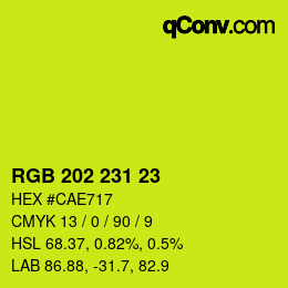 カラーコード: RGB 202 231 23 | qconv.com