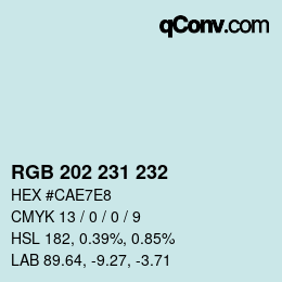 颜色代码: RGB 202 231 232 | qconv.com