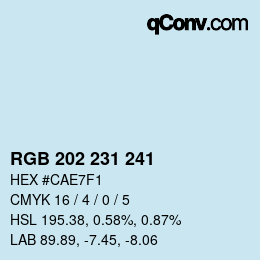 カラーコード: RGB 202 231 241 | qconv.com