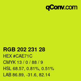 Color code: RGB 202 231 28 | qconv.com