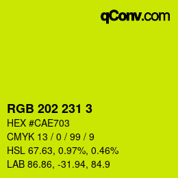 颜色代码: RGB 202 231 3 | qconv.com
