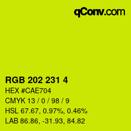 颜色代码: RGB 202 231 4 | qconv.com