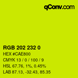 Color code: RGB 202 232 0 | qconv.com