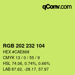 Color code: RGB 202 232 104 | qconv.com