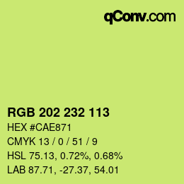 Color code: RGB 202 232 113 | qconv.com