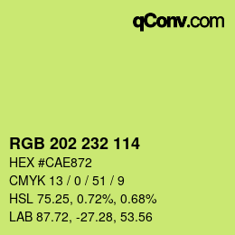 Color code: RGB 202 232 114 | qconv.com