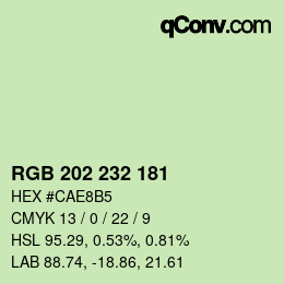 Color code: RGB 202 232 181 | qconv.com